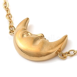 304 Stainless Steel Moon Face Link Chain Bracelets for Women&nbsp;BJEW-K237-08G