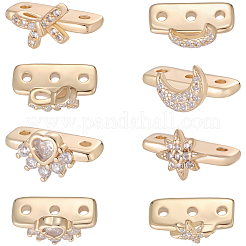 12Pcs 4 Styles Brass Micro Pave Clear Cubic Zirconia Spacer Bars&nbsp;KK-BBC0018-95