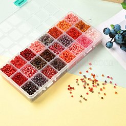 Red Series 600G 24 Colors Glass Seed Beads&nbsp;SEED-JP0008-02-4mm