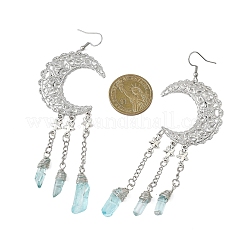 2 Pairs Moon Natural Quartz Crystal Dangle Earrings&nbsp;EJEW-JE06765