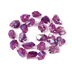 Dyed Electroplate Raw Rough Natural Amethyst Beads Strands&nbsp;G-Q610-05D