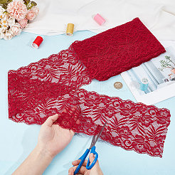 Cotton Flower Embroidery Elastic Lace Ribbon&nbsp;OCOR-WH0078-361B