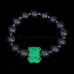 Luminous Acrylic Bear Beaded Stretch Bracelet for Women&nbsp;BJEW-JB09775
