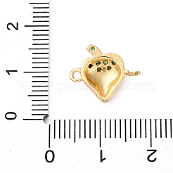 Brass Micro Pave Green Cubic Zirconia Fruit Connector Charms&nbsp;KK-I276-15G-A01