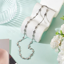5.5MM 304 Stainless Steel Textured Flower Link Chain Necklaces&nbsp;NJEW-TADJ0001-04P