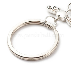 Bullet Natural Mixed Gemstone and Alloy Heart with Wing Keychains&nbsp;KEYC-JKC00361