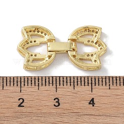 Rack Plating Brass Micro Pave Clear Cubic Zirconia Fold Over Clasps&nbsp;KK-NH0002-02G