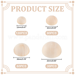 300Pcs Wood Cabochons&nbsp;WOOD-ME0001-24