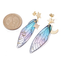3 Pairs 3 Style Moon & Star Alloy Asymmetrical Earrings&nbsp;EJEW-TA00413
