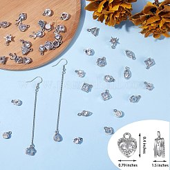 48Pcs 12 Style Alloy Cubic Zirconia Charms&nbsp;ZIRC-SZ0001-44