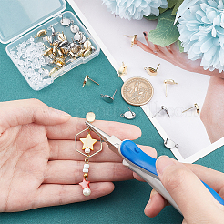 40Pcs 2 Colors 201 Stainless Steel Stud Earring Findings&nbsp;STAS-DC0011-35