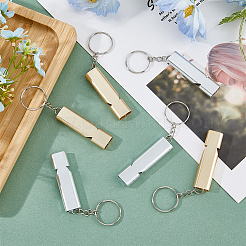6Pcs 2 Colors Double Tube Whistle Alloy High Frequency High Decibel Keychain&nbsp;KEYC-DC0001-19