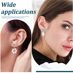 4 Pairs 2 Colors Rack Plating Brass Micro Pave Clear Cubic Zirconia Earring Findings&nbsp;KK-BC0015-27