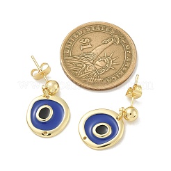 Real 18K Gold Plated Brass Enamel Dangle Stud Earrings Findings&nbsp;KK-B124-09G-02