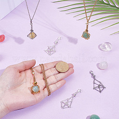 6Pcs 3 Colors Brass Macrame Pouch Empty Stone Holder Pendant Decoration&nbsp;HJEW-UN00065