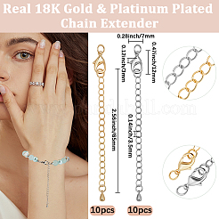 20Pcs 2 Colors Long-Lasting Plated Brass Chain Extender&nbsp;KK-BBC0023-27