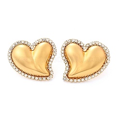Heart 304 Stainless Steel Micro Pave Clear Cubic Zirconia Stud Earrings&nbsp;EJEW-V016-01G-01