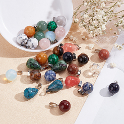30Pcs 15 Colors Gemstone Pendants&nbsp;G-SC0001-42