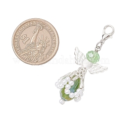 Angel Glass & ABS Plastic Imitation Pearl Pendant Decorations&nbsp;HJEW-JM03521-02