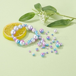 497Pcs 5 Style Rainbow ABS Plastic Imitation Pearl Beads&nbsp;OACR-YW0001-07C