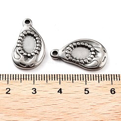 201 Stainless Steel Pendant Cabochon Settings&nbsp;STAS-Z057-12AS