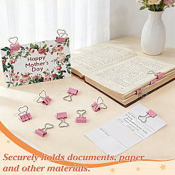 120Pcs Iron Heart-Shaped Pink Binder Clips&nbsp;OFST-DR0002-02