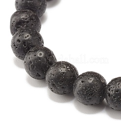 Natural Lava Rock Round Beads Stretch Bracelet&nbsp;BJEW-JB07477