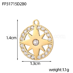 304 Stainless Steel Micro Pave Cubic Zirconia Pendants&nbsp;STAS-OY008-66G