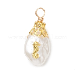 Marine Organism Theme Alloy ABS Plastic Imitation Pearl Pendants&nbsp;PALLOY-JF04789