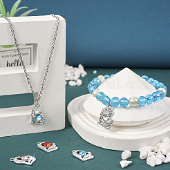 6Pcs 6 Colors Alloy Rhinestone Pendants&nbsp;FIND-TA0003-05