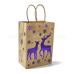 Christmas Theme Blue Printed Kraft Paper Tote Bags with Handles&nbsp;ABAG-B006-04E
