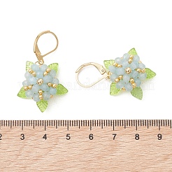 Valentine's Day Flower Natural Malaysian Jade & Glass Seed Beaded Leverback Earrings&nbsp;EJEW-MZ00700-03