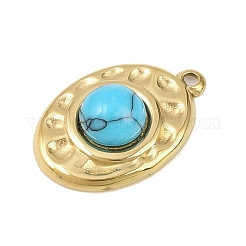 303 Stainless Steel with Synthetic Turquoise Pendants&nbsp;STAS-K325-01G-03