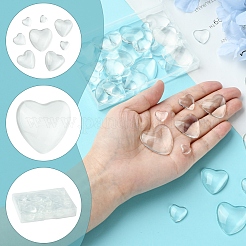 48Pcs 6 Styles Transparent Heart Glass Cabochons&nbsp;GGLA-FS0001-07