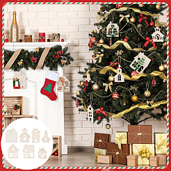 42Pcs Christmas Wood House Pendant Decorations&nbsp;DIY-PH00035-58