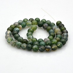 Natural Moss Agate Round Bead Strands&nbsp;G-N0120-30-8mm