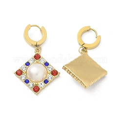 Ion Plating(IP) 304 Stainless Steel Rhombus Hoop Earrings&nbsp;EJEW-A119-11G