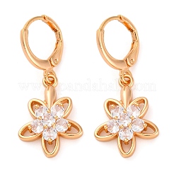 Brass Micro Pave Clear Cubic Zirconia Leverback Earrings&nbsp;EJEW-K300-53G