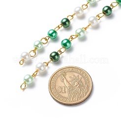 Handmade Glass Pearl Round Beaded Chains&nbsp;AJEW-SZ0002-40D