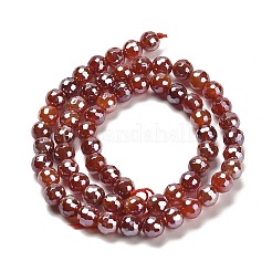 Electroplated Natural Agate Round Beads Strands&nbsp;G-L598-A01-01C
