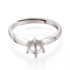 Rhodium Plated 925 Sterling Silver Micro Pave Cubic Zirconia Engagement Solitaire Ring Settings&nbsp;STER-N016-72P