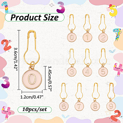 10Pcs 10 Styles Number 0~9 Alloy Enamel Pendant Stitch Markers&nbsp;HJEW-AB00573