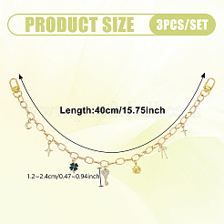 3Pcs Clover Key Star Charm Aluminum Cable Chain Bag Decorative Chains&nbsp;HJEW-NB00279