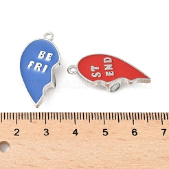Alloy Red and Cornflower Blue Enamel Split Pendants&nbsp;PALLOY-V006-04P