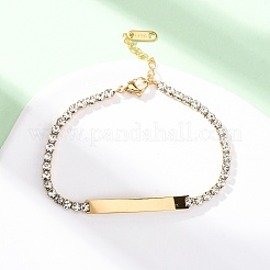 304 Stainless Steel Rhinestone Cup Chain Bracelets&nbsp;BJEW-G753-02G-03