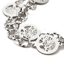 Tarnish Resistant 304 Stainless Steel Curb Chains Double Layer Multi-strand Bracelet&nbsp;BJEW-C025-10P