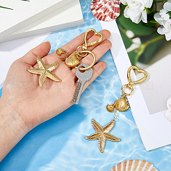 2Pcs 304 Stainless Steel Starfish Pendant Decorations&nbsp;HJEW-HS00089