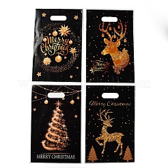 50Pcs 4 Styles Christmas Gold Deer Printed OPP Cellophane Packaging Bags with Die Hole Handles&nbsp;ABAG-C013-08