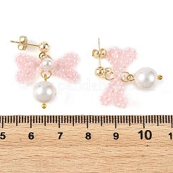 Glass Seed Bead and Shell Pearl Bead Dangle Earrings&nbsp;EJEW-MZ00766