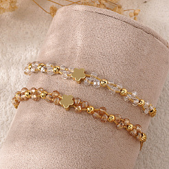2Pcs Brass & Glass Beads Braided Bead Bracelets for Women&nbsp;IU7406-2